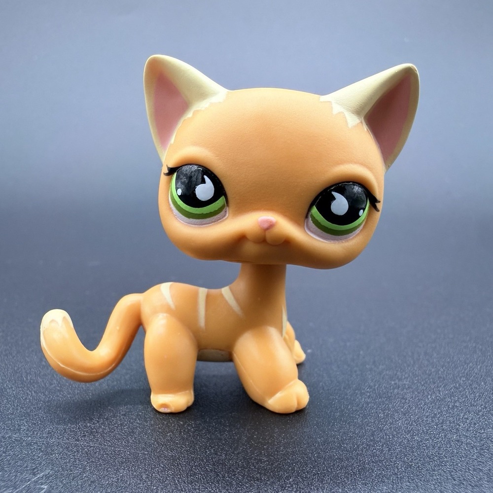 Authentic LPS Orange Short Hair Cat #525 #790 Green Eyes Hasbro 2006